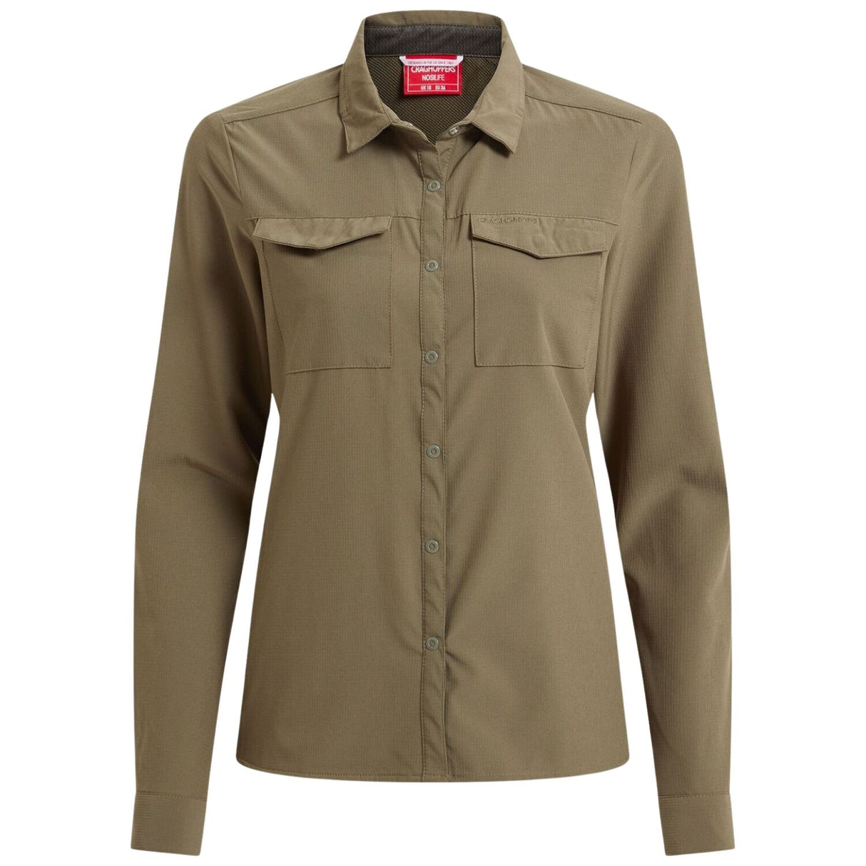 Craghoppers Womens Insect Repellent UPF50+ Quick Dry Pro Long Sleeve Shirt III in Wild Olive