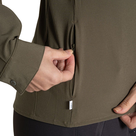 Craghoppers Womens Insect Repellent UPF50+ Quick Dry Pro Long Sleeve Shirt III in Wild Olive