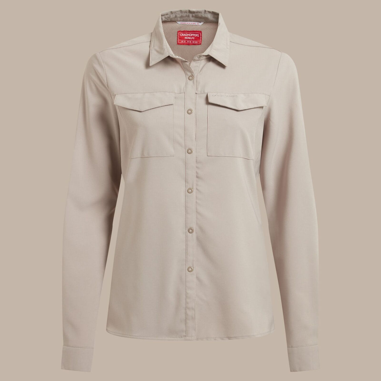 Craghoppers NosiLife Pro III Womens Long Sleeved Shirt in Soft Mushroom