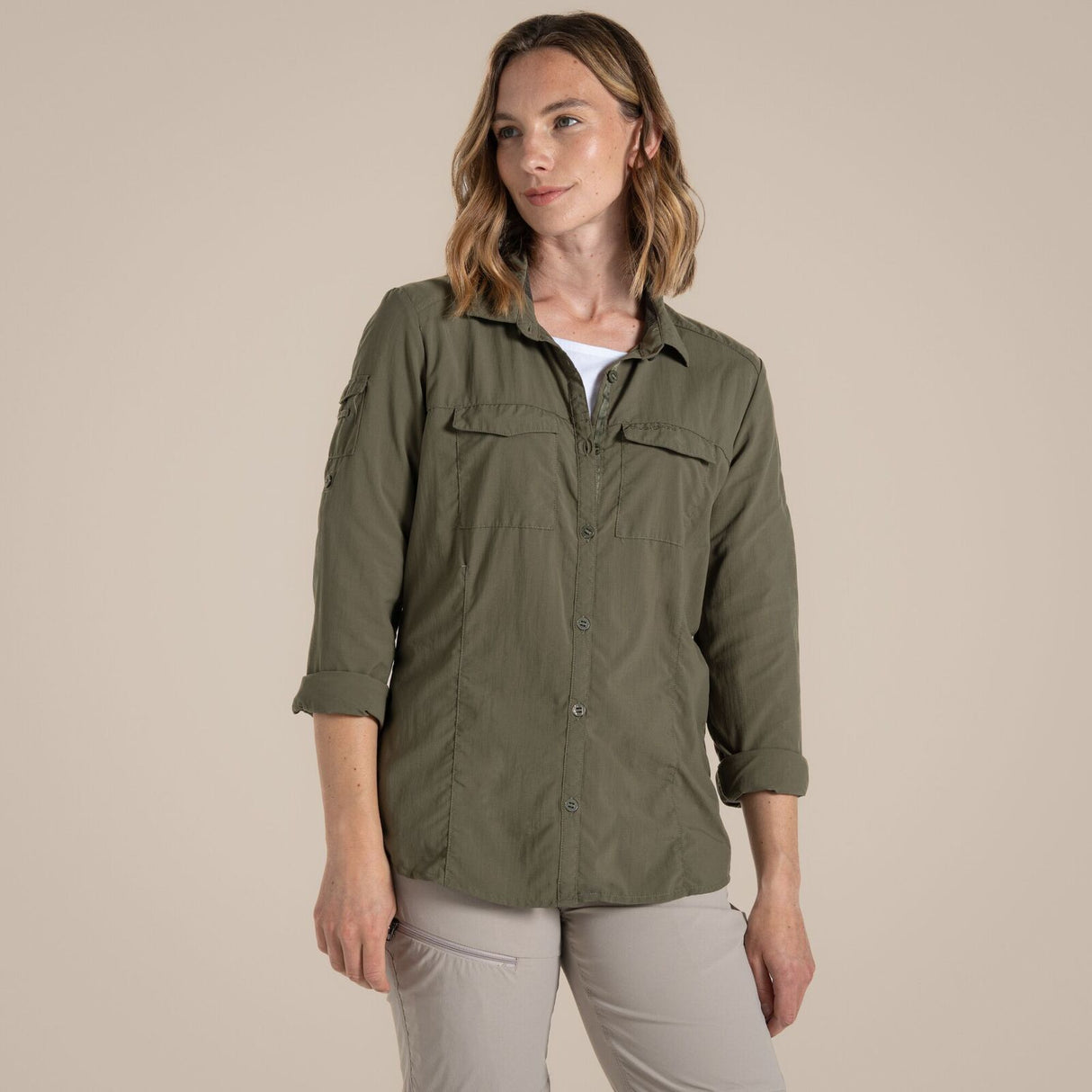 Craghoppers Womens NosiLife Adventure Long Sleeved Shirt III - Wild Olive