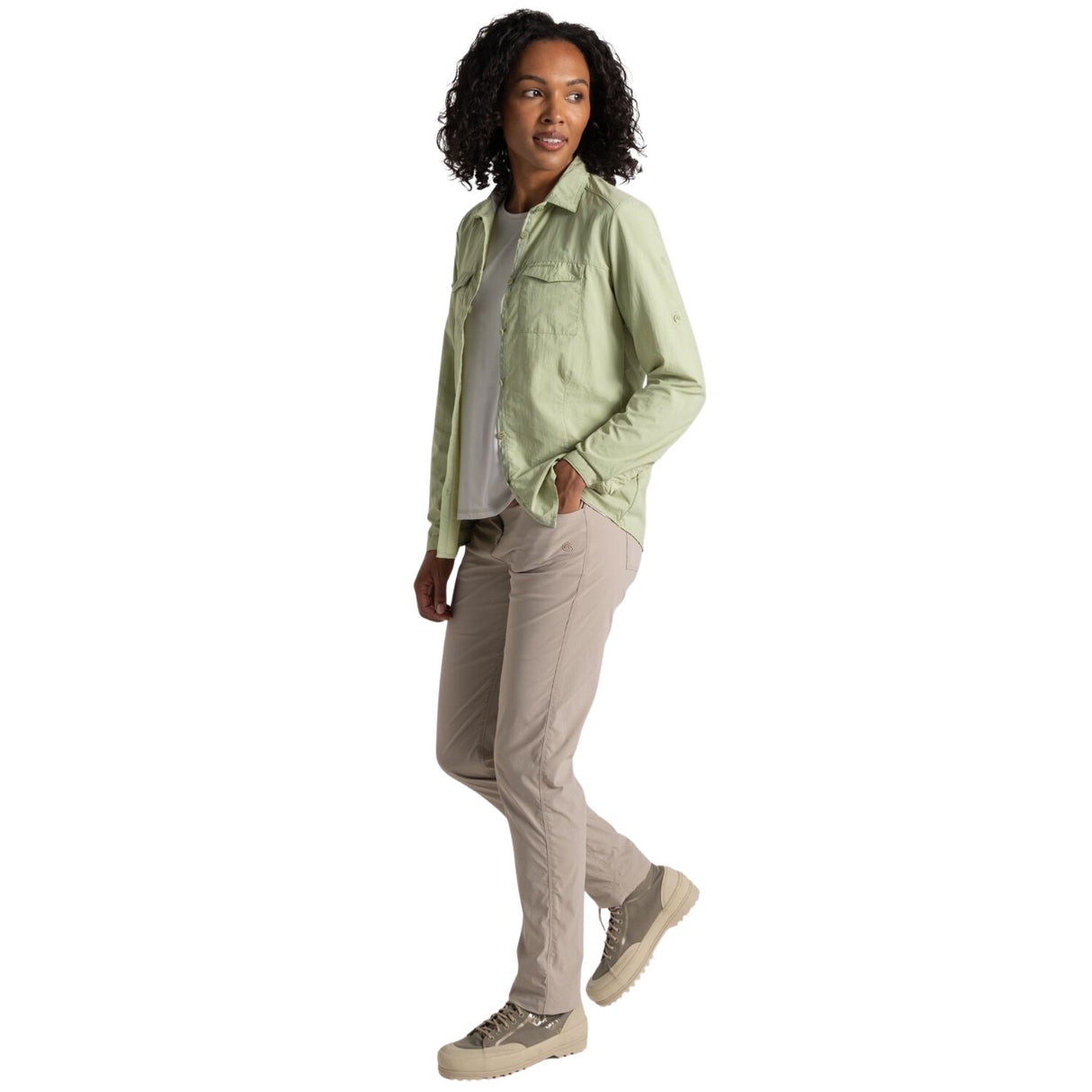 Craghoppers Womens Adventure Anti-Insect Quick Dry Long Sleeve Shirt III in Bud Green