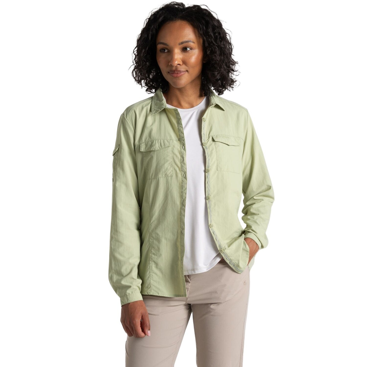 Craghoppers Womens Adventure Anti-Insect Quick Dry Long Sleeve Shirt III in Bud Green