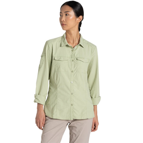 Craghoppers Womens Adventure Anti-Insect Quick Dry Long Sleeve Shirt III in Bud Green
