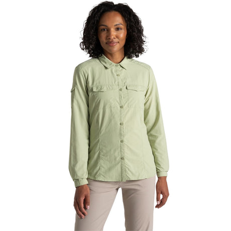 Craghoppers Womens Adventure Anti-Insect Quick Dry Long Sleeve Shirt III in Bud Green