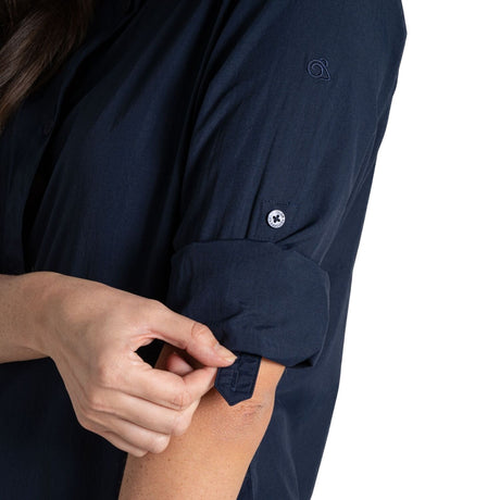 Craghoppers Womens Freeda Lightweight Anti-Insect Long Sleeve Travel Shirt in Blue Navy