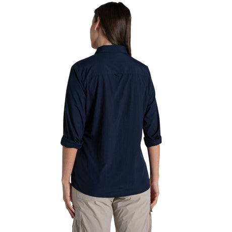 Craghoppers Womens Freeda Lightweight Anti-Insect Long Sleeve Travel Shirt in Blue Navy