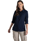 Craghoppers Womens Freeda Lightweight Anti-Insect Long Sleeve Travel Shirt in Blue Navy
