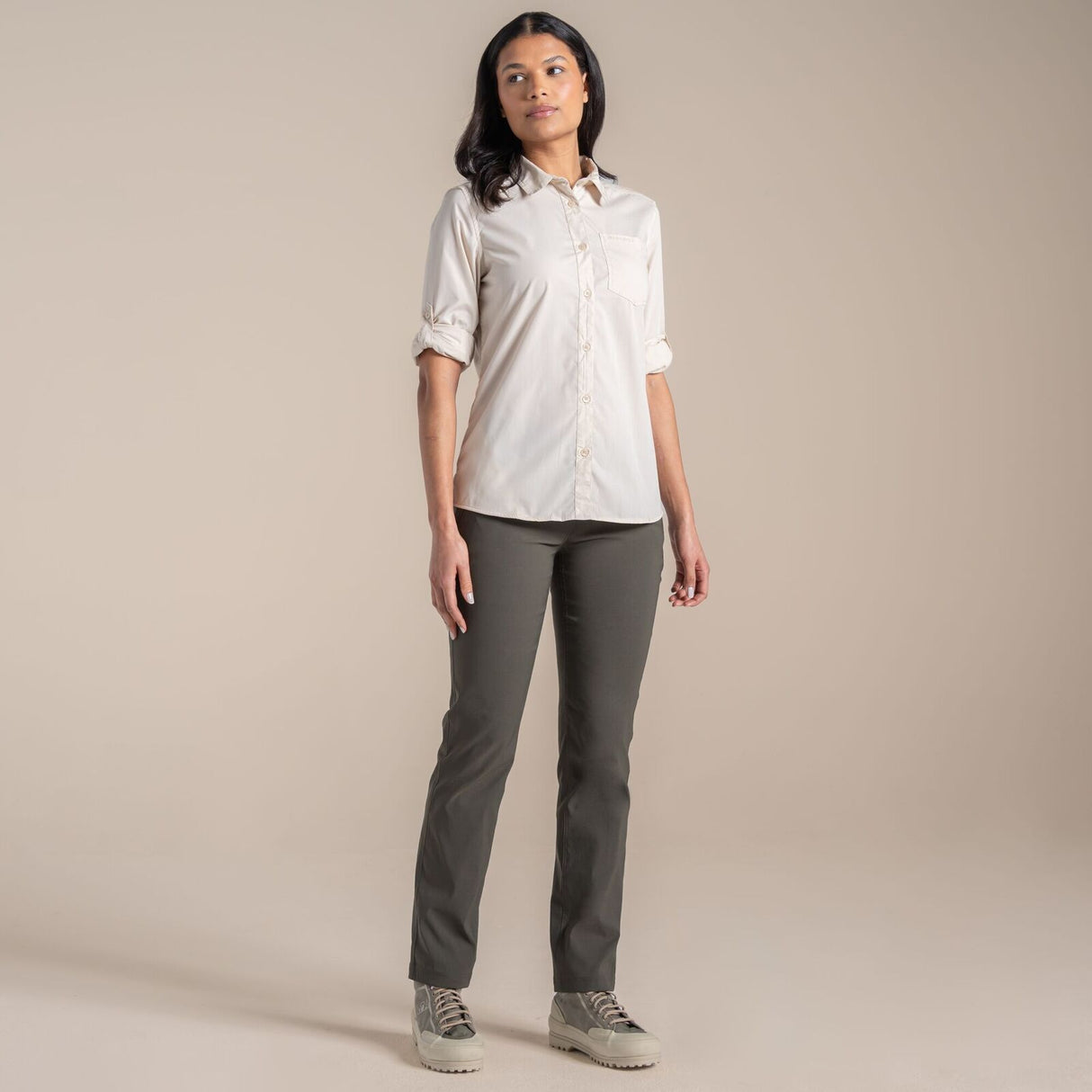 Craghoppers Womens Kiwi III Long Sleeved UPF30+ Quick Dry Shirt - Stone