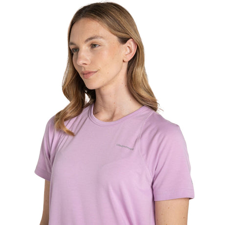 Craghoppers Dynamic Pro Women’s Short Sleeve T-Shirt Lightweight Moisture Wicking Stretch in Orchid