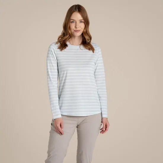 Craghoppers Womens Akona Anti-Insect Lightweight Long Sleeve Top in Nimbus Blue Stripe - 8