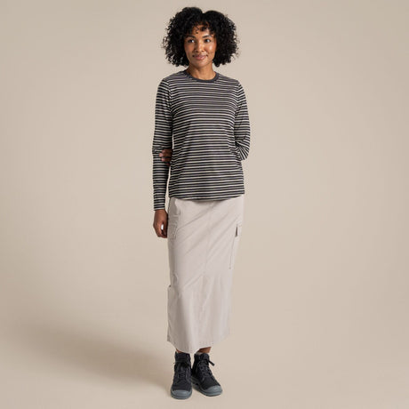 Craghoppers NosiLife Akona Long Sleeved Top in Charcoal Stripe
