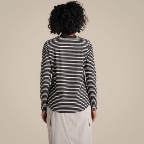 Craghoppers NosiLife Akona Long Sleeved Top in Charcoal Stripe