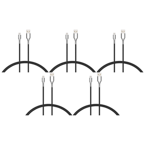 5x Cygnett 2-Metre Armoured Micro to USB-A Cable in Black (Bulk Pack)