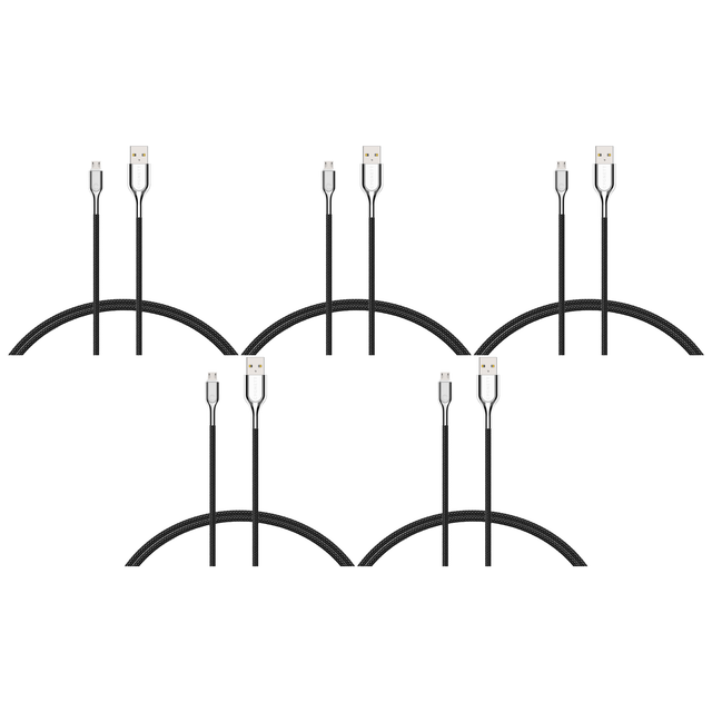 5x Cygnett 2-Metre Armoured Micro to USB-A Cable in Black (Bulk Pack)