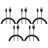 5x Cygnett 2-Metre Essentials Micro USB to USB-A Cable in Black (Bulk Pack)