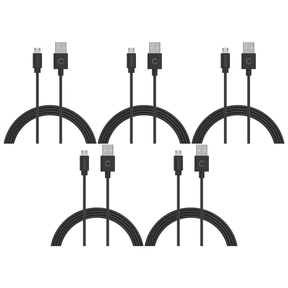 5x Cygnett 2-Metre Essentials Micro USB to USB-A Cable in Black (Bulk Pack)