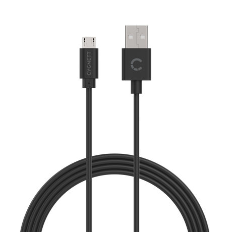 5x Cygnett 2-Metre Essentials Micro USB to USB-A Cable in Black (Bulk Pack)