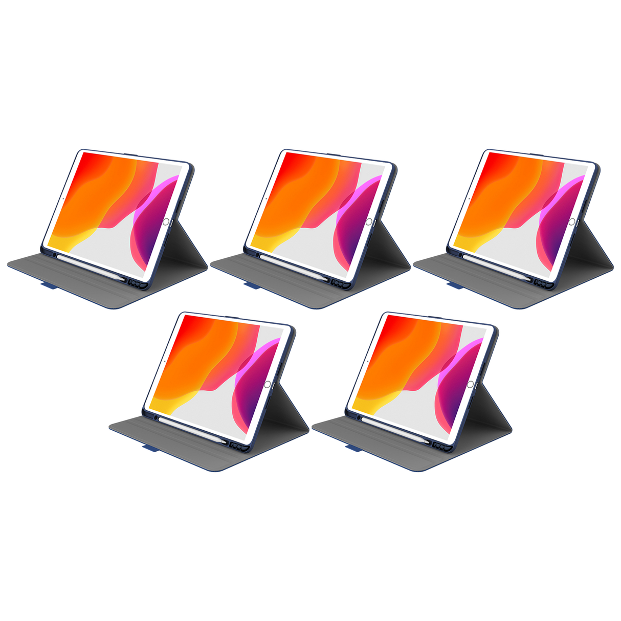 5x Cygnett TekView iPad 10.2 Slimline Tablet Case/Cover Bulk Pack - Navy/Blue