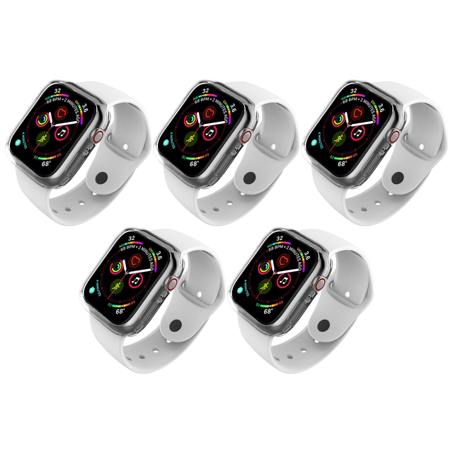 5x Cygnett AeroFlex Frame Protective Bumper Case for Apple Watch Series 7/8/9 45mm in Clear (Bulk Pack)
