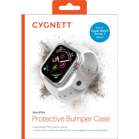 5x Cygnett AeroFlex Frame Protective Bumper Case for Apple Watch Series 7/8/9 45mm in Clear (Bulk Pack)