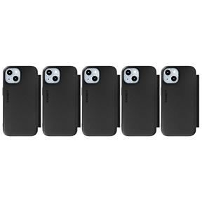 5x Cygnett Magnetic MagSafe Leather Wallet Case (Suits iPhone 15) Bulk Pack - Black