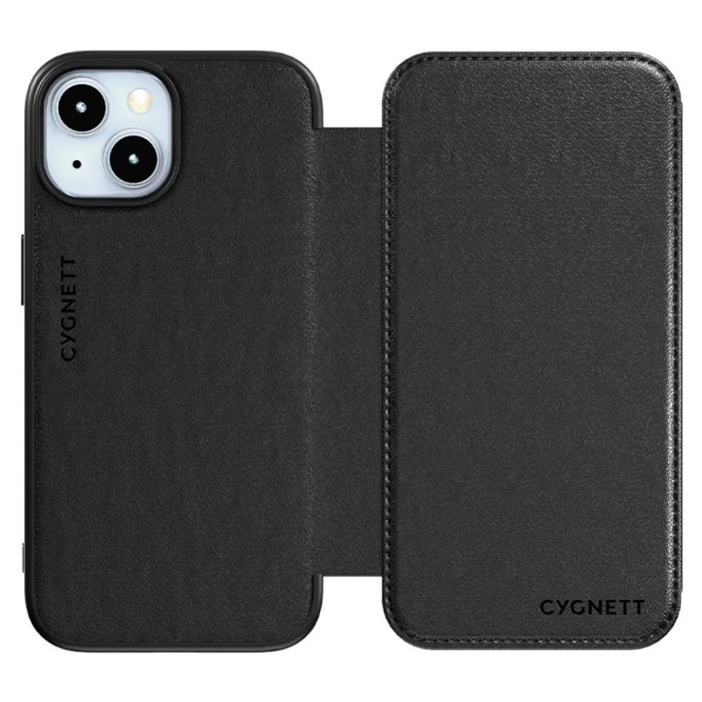 Cygnett Magnetic MagSafe Leather Wallet Case (Suits iPhone 15) - Black