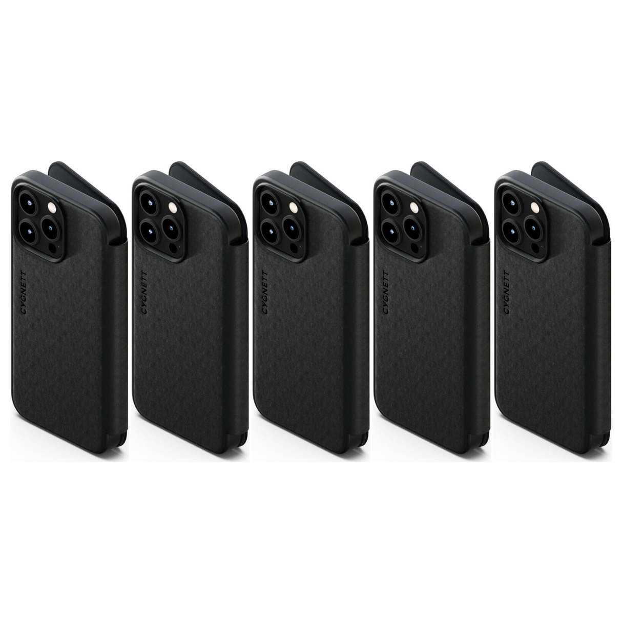 5x Cygnett MagWallet MagSafe Phone Case for iPhone 15 Pro Max Bulk Pack - Black (Card Slots Stand)