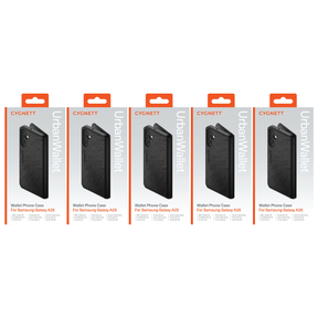 5x Cygnett UrbanWallet Case for Samsung Galaxy A25 Bulk Pack - Black (Card Slots Stand)
