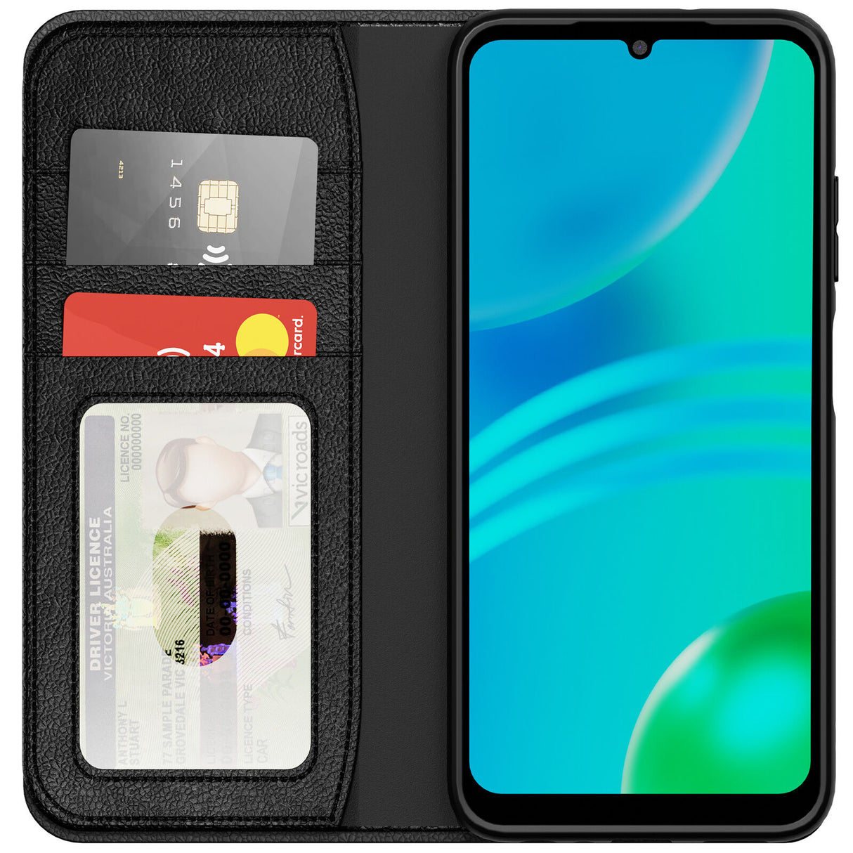 Cygnett UrbanWallet Case for Samsung Galaxy A06 4G Leather Card Slots Stand Cover in Black