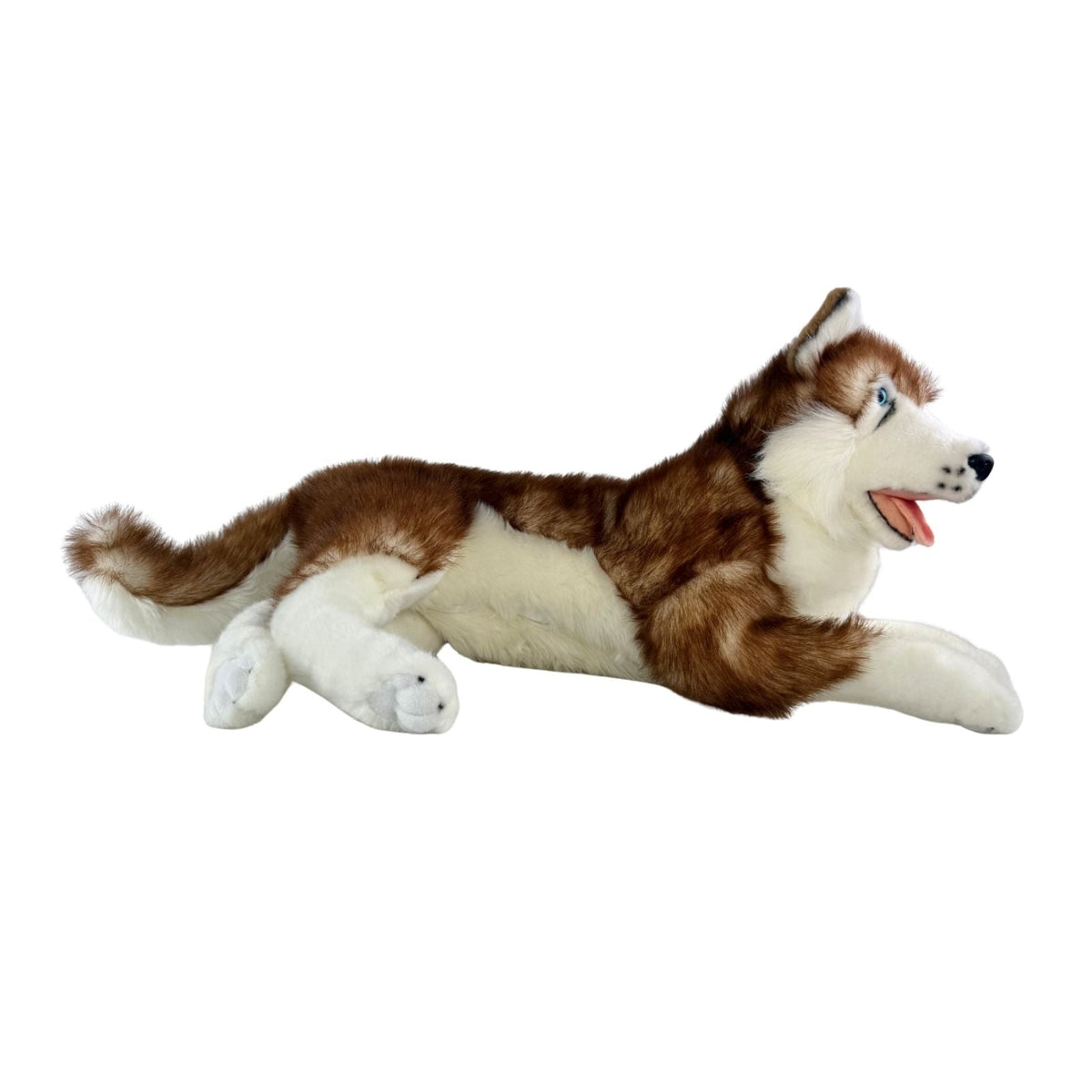 Bocchetta Cade 62cm Lying Husky with Satin Pocket Plush Toy - Red (Realistic Stuffed Animal Dog Gift)