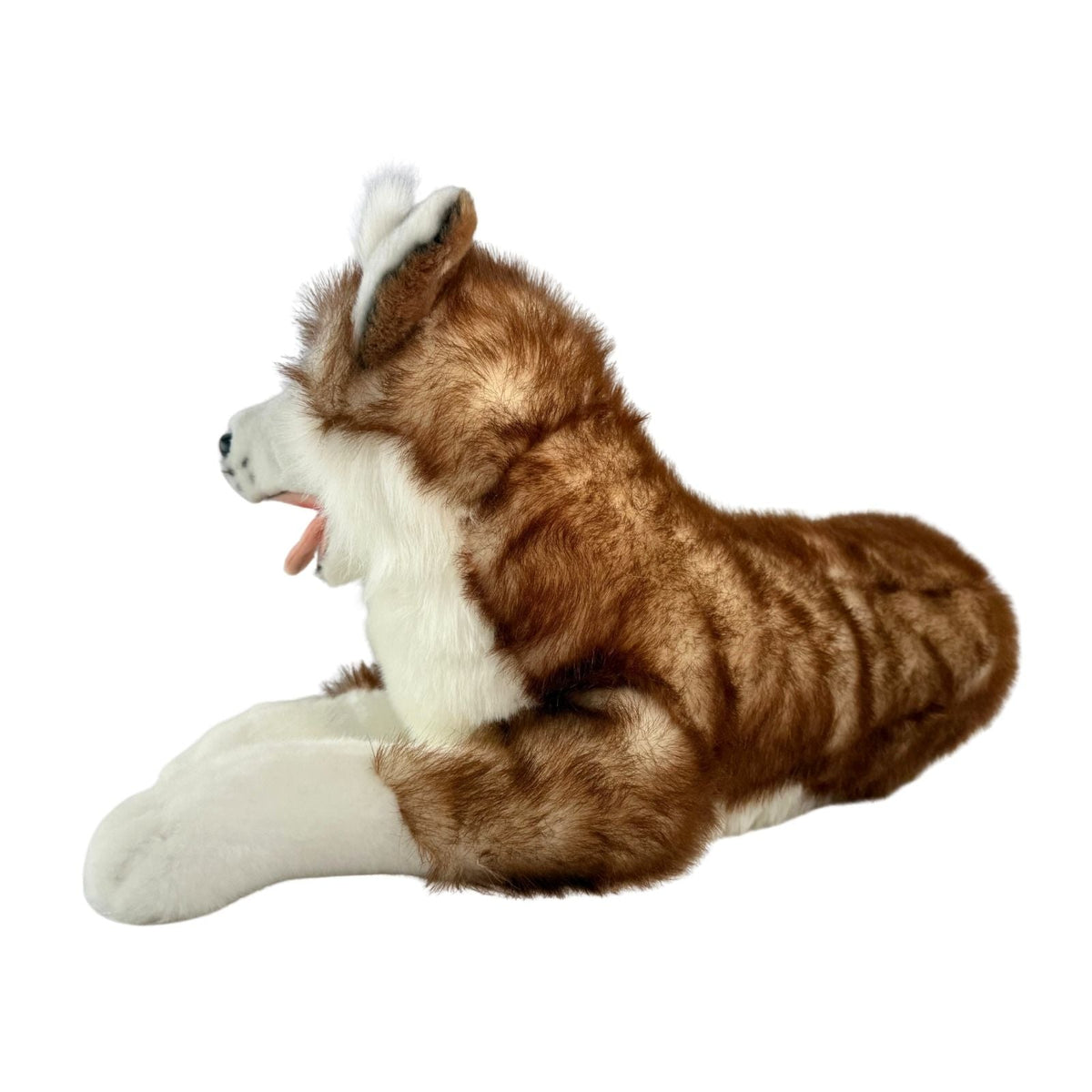 Bocchetta Cade 62cm Lying Husky with Satin Pocket Plush Toy - Red (Realistic Stuffed Animal Dog Gift)