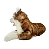 Bocchetta Cade 62cm Lying Husky with Satin Pocket Plush Toy - Red (Realistic Stuffed Animal Dog Gift)