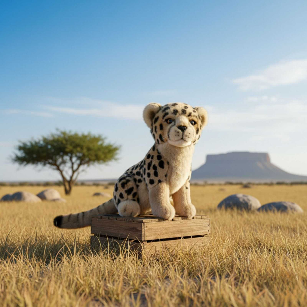 Bocchetta Calypso 26cm Sitting Cheetah Cub Plush Toy (Realistic Stuffed Animal Wildlife Gift)