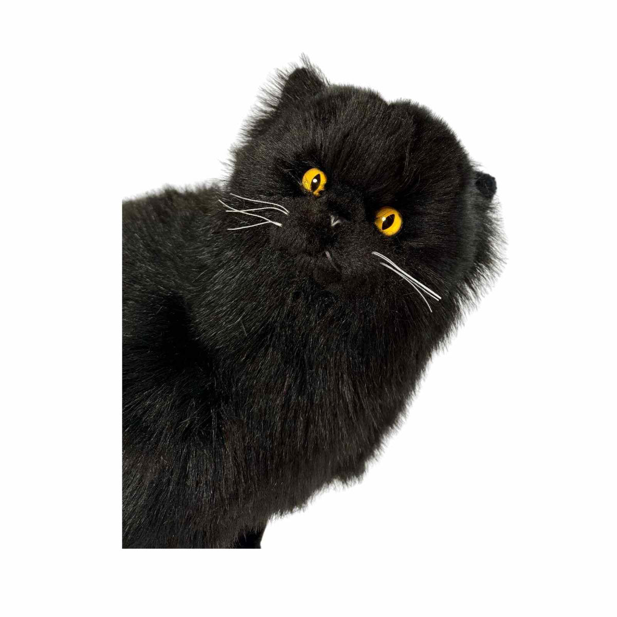 Bocchetta Crystal 34cm Sitting Black Cat Plush Toy (Realistic Stuffed Animal Cat Gift)