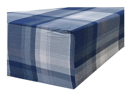 Queen Luxury 100% Cotton Flannelette Fitted Bed Sheet - Blue Check Print