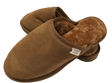 Mens Australian Merino Wool Sheepskin Slippers - Chestnut (100% Slip-On Scuffs for Winter)