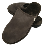Mens Australian Merino Wool Sheepskin Slippers - Chocolate Brown (100% Slip-On Scuffs for Winter)
