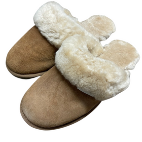 Womens Merino Wool Sheepskin Slippers - Chestnut (Australian Slip-On Scuffs)