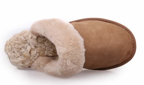Womens Sheepskin Scuff Slippers Australian Merino Moccasin Warm UGG in Chestnut