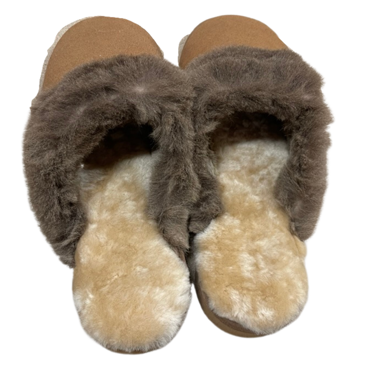 Merino Wool Sheepskin Slippers w/ Kangaroo Trim - Chestnut (Australian Slip-On Scuffs)