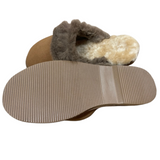 Merino Wool Sheepskin Slippers w/ Kangaroo Trim - Chestnut (Australian Slip-On Scuffs)