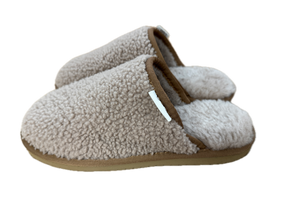 100% Australian Sheepskin Merino Wool Boucle Slippers - Chestnut (Curly Slip-On Scuffs)