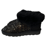 Womens Australian Sheepskin Wool Fur Mini UGG Ankle Boots in Black