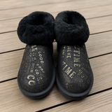 Womens Australian Sheepskin Wool Fur Mini UGG Ankle Boots in Gold Black