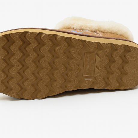 Womens Sheepskin Wool Fur Mini UGG Ankle Boots - Metallic Chestnut