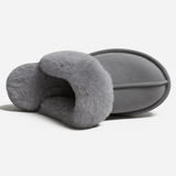 100% Australian Merino Sheepskin Womens Platform Slip On Scuffs - UGG Slippers in Grey