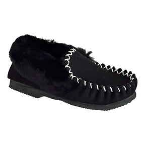 100% Australian Merino Sheepskin Moccasins Slippers Winter Casual Genuine Slip On UGG - Black