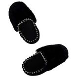 100% Australian Merino Sheepskin Black Moccasins (Casual Winter UGG Slippers)