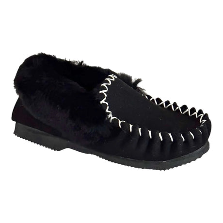 100% Australian Merino Sheepskin Black Moccasins (Casual Winter UGG Slippers)