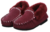 100% Australian Merino Sheepskin Burgundy Red Moccasins (Casual Winter UGG Slippers)